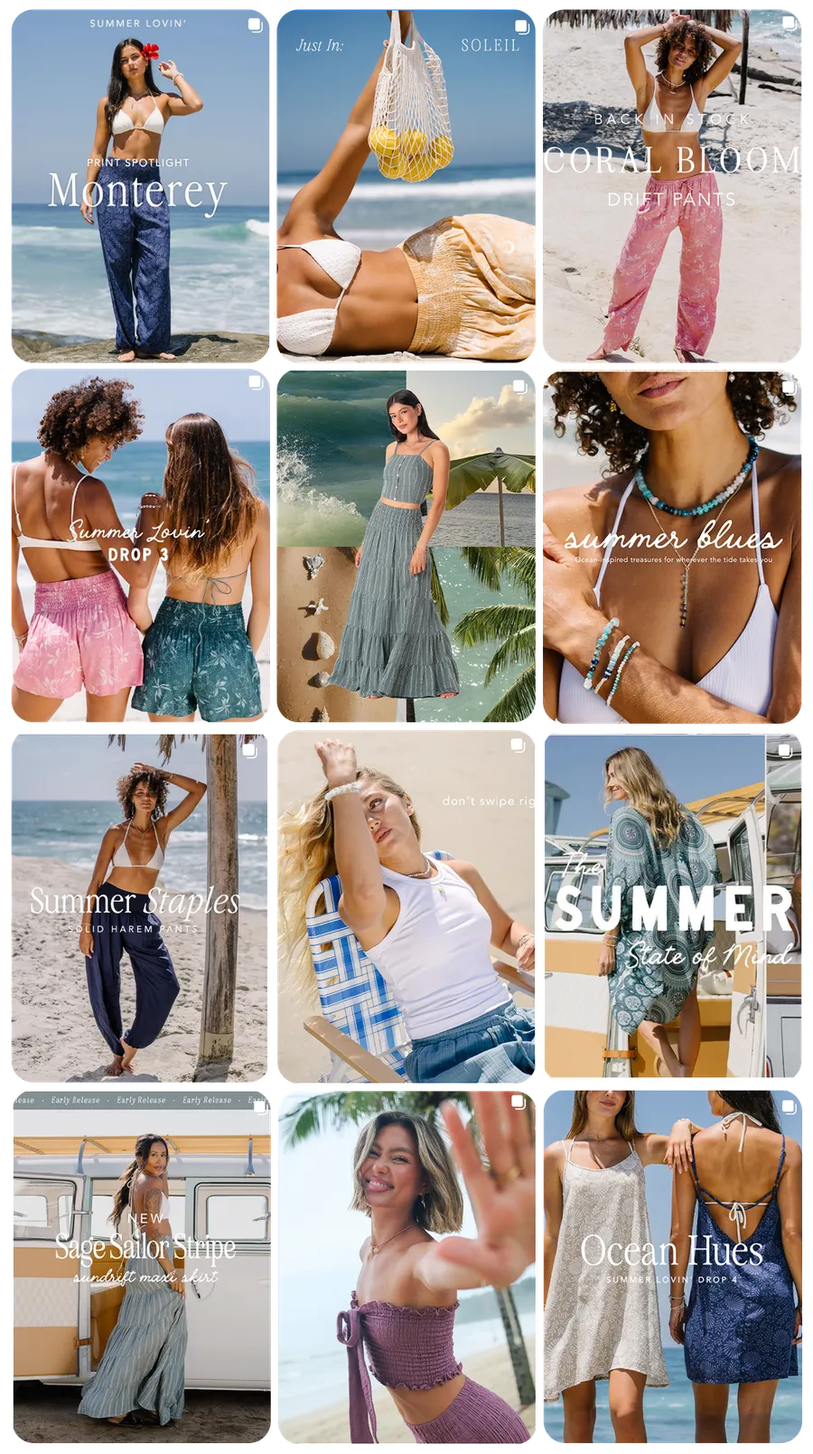 Instagram grid of twelve Summer Lovin' posts